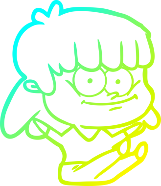 Bir insan tarafından çizilmiş gülümseyen bir karikatür çizimi