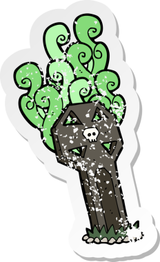 Bir insan tarafından çizilmiş ürkütücü bir karikatürün gerilimli çıkartması.