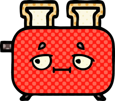 Bir insan tarafından çizilmiş bir ekmek kızartma makinesinin çizgi filmi.