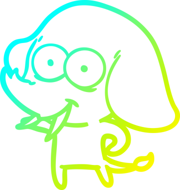 Bir insan tarafından çizilmiş mutlu bir filin soğuk gradyan çizgisi.