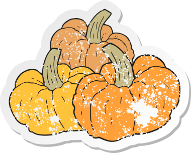 Bir insan tarafından çizilmiş balkabağı desenli bir karikatür çıkartması.