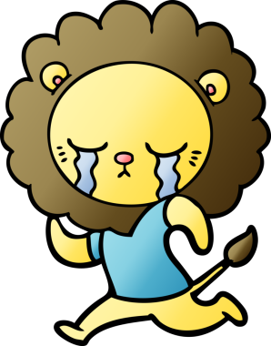 Bir insan tarafından çizilmiş ağlayan çizgi film aslanı.