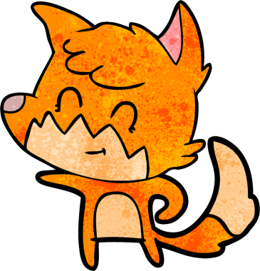 Bir insan tarafından çizilmiş çizgi film dostu tilki.