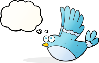 Bir insan tarafından çizilmiş serbest çizim balon karikatür uçan kuş.