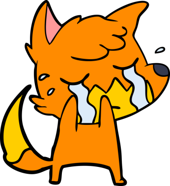 Bir insan tarafından çizilmiş ağlayan tilki çizgi filmi.