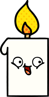 Bir insan tarafından çizilmiş çizgi roman tarzı yanan mum.
