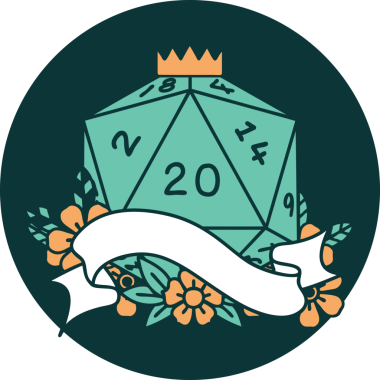 Bir insan tarafından çizilen 20 D20 zar atma ikonu