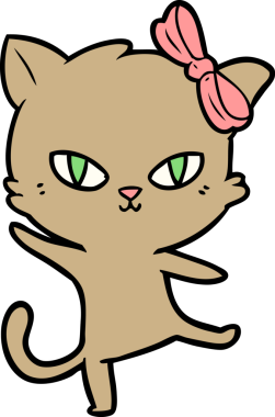 Bir insan tarafından çizilmiş sevimli çizgi film kedisi.