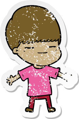 Bir insan tarafından çizilmiş kendini beğenmiş bir çizgi film karakterinin sıkıntılı çıkartması.