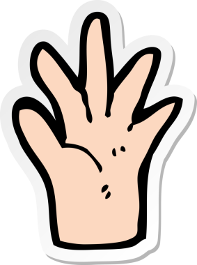 Bir insan tarafından çizilmiş bir el sembolünün çıkartması.