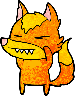 Bir insan tarafından çizilmiş tilki çizgi film karakteri