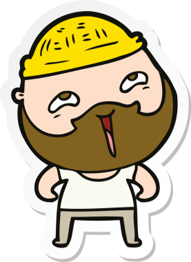 Bir insan tarafından çizilmiş mutlu sakallı bir adamın çıkartması.