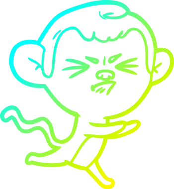 Bir insan tarafından çizilmiş, sinir bozucu bir maymunun soğuk çizgi çizimi.