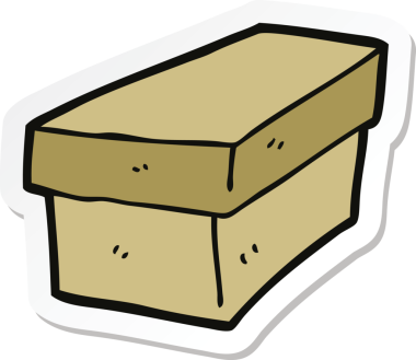 Bir insan tarafından çizilmiş karton bir kutunun etiketi.