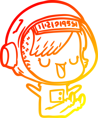 Bir insan tarafından çizilmiş bir astronot kadın çizgi çizimi.