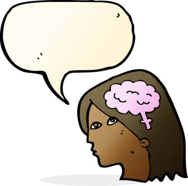 Bir insan tarafından çizilmiş beyin sembollü çizgi kadın kafası.