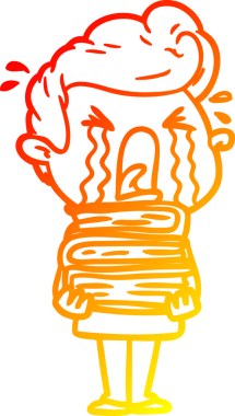 Bir insan tarafından çizilmiş, ağlayan bir çizgi film karakteri.