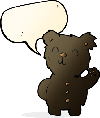 bir insan tarafından çizilmiş konuşma baloncuğu olan siyah bir ayı.