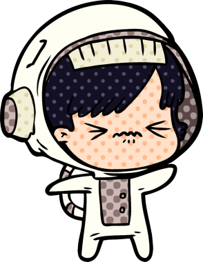 Bir insan tarafından çizilmiş kızgın uzay kızı.