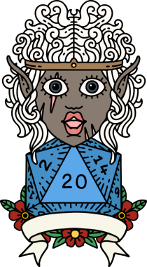 Retro Dövme Tarzı Bir insan tarafından çizilmiş 20 zarlı barbar karakter