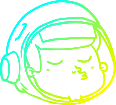 Bir insan tarafından çizilmiş soğuk gradyan çizgili astronot yüzü.