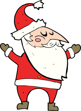 Bir insan tarafından çizilmiş Noel Baba çizgi filmi.