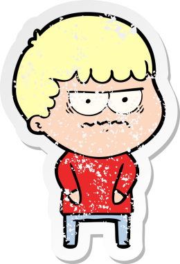 Bir insan tarafından çizilmiş sıkıntılı bir karikatür çıkartması.