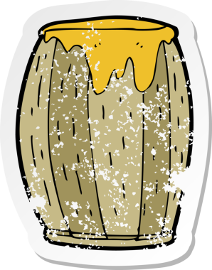 Bir insan tarafından çizilmiş karikatür fıçısının gerilimli etiketi.