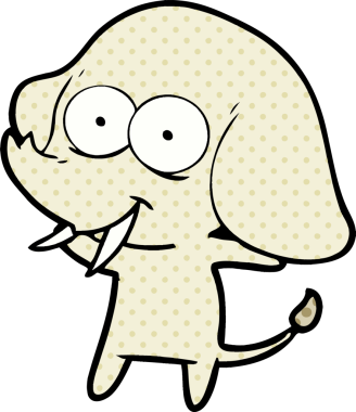 Bir insan tarafından çizilmiş mutlu bir fil.