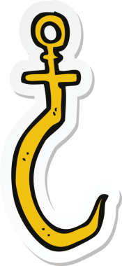 Bir insan tarafından çizilmiş bir balık kancasının çıkartması.