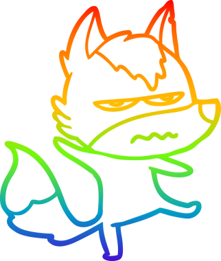 Gökkuşağı gradyan çizgi çizimi Bir insan tarafından çizilmiş rahatsız kurt