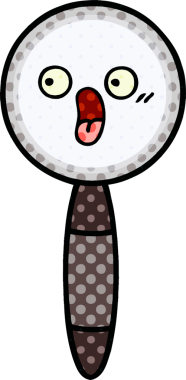 Bir insan tarafından çizilmiş bir büyüteçin çizgi roman tarzı karikatürü