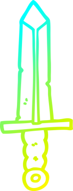 Bir insan tarafından çizilmiş bir kılıcın soğuk eğimli çizgisi.