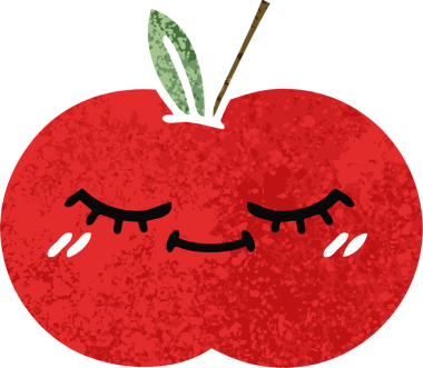 Bir insan tarafından çizilmiş kırmızı elmanın retro çizim tarzı karikatürü