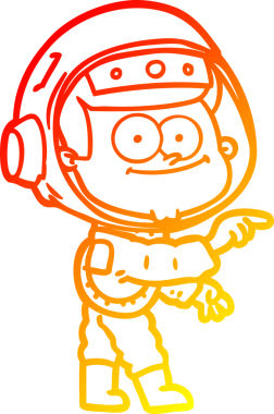 Bir insan tarafından çizilmiş mutlu bir astronot çizgi filminin sıcak gradyan çizimi