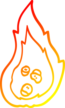 Bir insan tarafından çizilen yanan kömürlerin sıcak çizgi çizimi