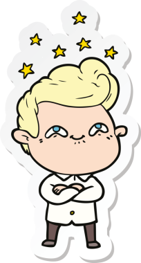 Bir insan tarafından çizilmiş heyecanlı bir adamın çıkartması.