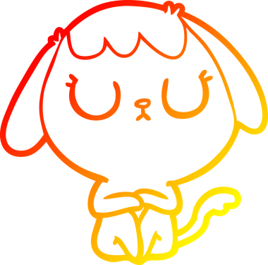 Bir insan tarafından çizilmiş sevimli bir köpeğin sıcak çizgi çizgisi.