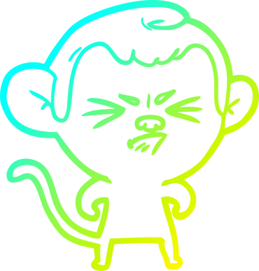 Bir insan tarafından çizilmiş, sinir bozucu bir maymunun soğuk çizgi çizimi.