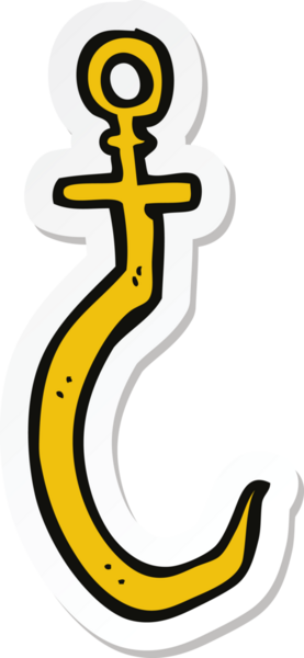 Bir insan tarafından çizilmiş bir balık kancasının çıkartması.