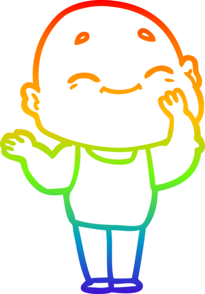 Gökkuşağı gradyan çizgi çizimi Bir insan tarafından çizilmiş mutlu kel adam