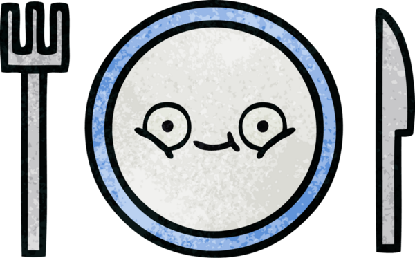 Bir insan tarafından çizilmiş yemek tabağının retro grunge deseni.