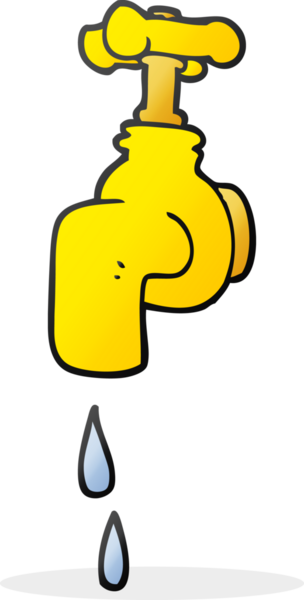 Bir insan tarafından çizilmiş musluk damlayan karikatür çizimi