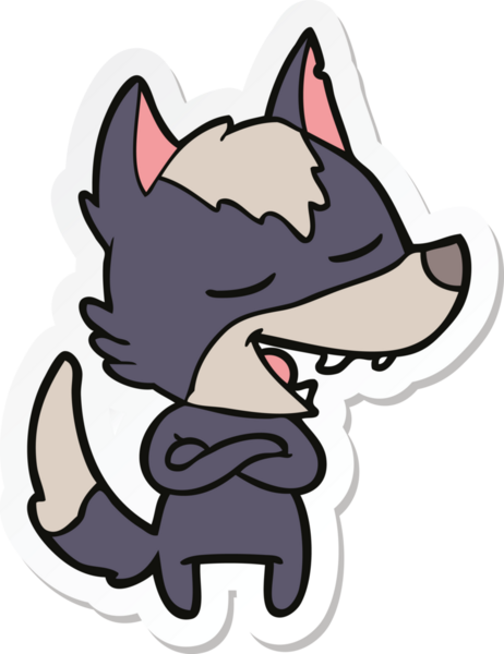 Bir insan tarafından çizilmiş bir kurt çizgi filminin çıkartması.