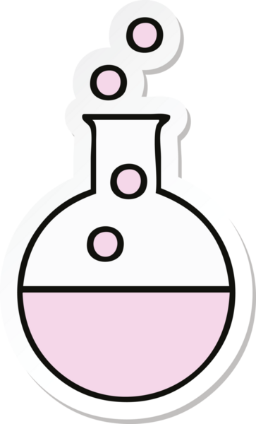 Bir insan tarafından çizilmiş şirin bir karikatür bilim deneyinin çıkartması.