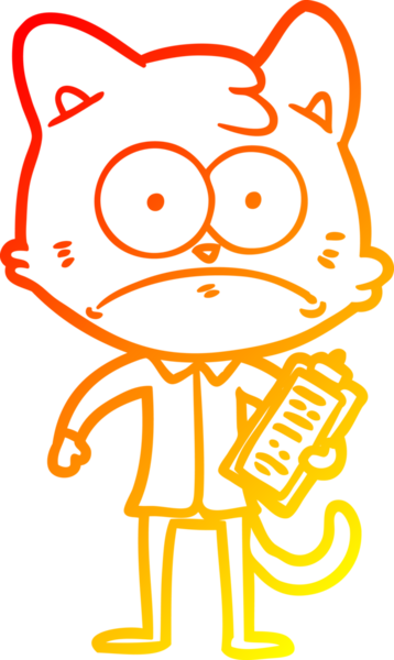 Bir insan tarafından çizilmiş bir karikatür kedisinin sıcak gradyan çizimi