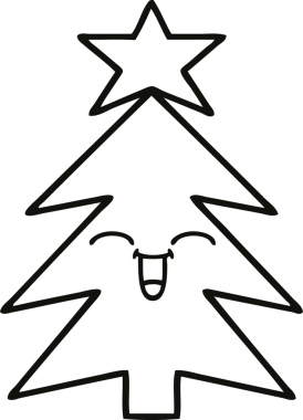 Bir insan tarafından çizilmiş bir noel ağacının çizgi çizimi