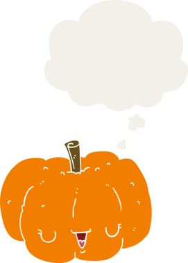 insan tarafından çizilmiş düşünce baloncuklu çizgi film balkabağı