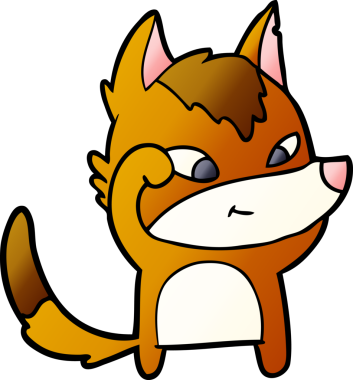 Bir insan tarafından çizilmiş tilki çizgi film karakteri