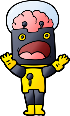 Bir insan tarafından çizilmiş çizgi film robotu